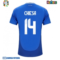 Camisa de Futebol Itália Federico Chiesa #14 Equipamento Principal Europeu 2024 Manga Curta
